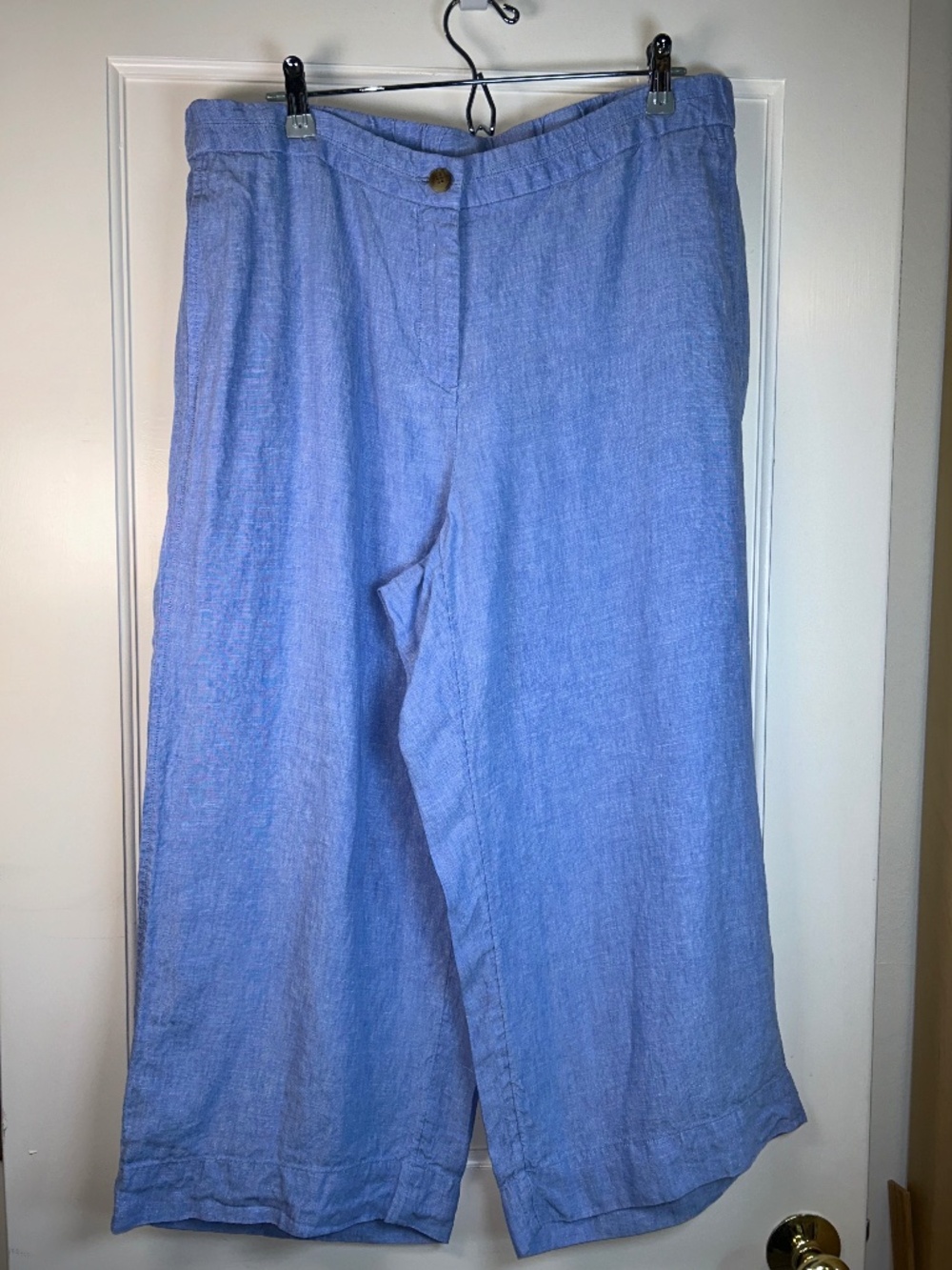 J.Jill wide leg 100% linen light blue cropped pants X Large summer office